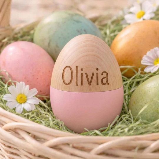 Custom Name Wooden Easter Egg, Fillable Hollow Keepsake for Kids, Personalized 1st Easter Basket Stuffer, Toddler Easter Gift 2026