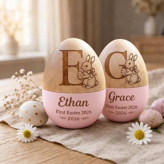 Discover Personalized Wooden Easter Egg, Custom Name Engraved Hollow Egg Decor, Easter Basket Stuffer for Kids, Toddler Easter Gift 2026