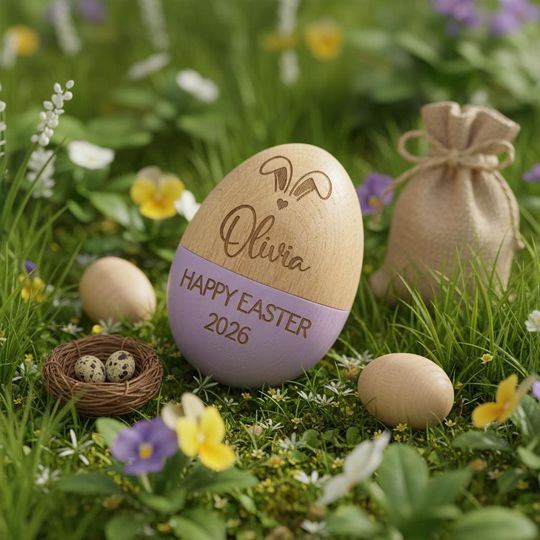 Custom Easter Egg, First Easter Gift Baby Keepsake, Personalized Wooden Easter Egg, Hollow Fillable Keepsake, Easter Home Decor