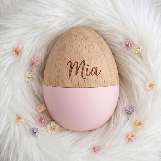 Custom Name Wooden Easter Egg, Fillable Hollow Keepsake for Kids, Personalized 1st Easter Basket Stuffer, Toddler Easter Gift 2026, NewBaby