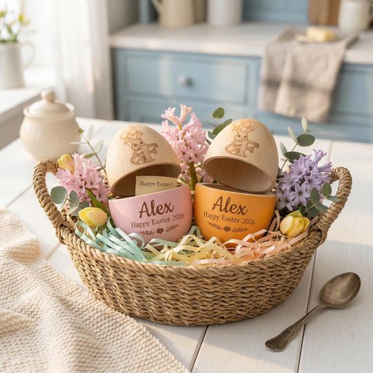 Personalized Fillable Wooden Easter Egg, Custom Name Engraved Hollow Egg 2026, Baby First Easter Keepsake Gift, Toddler Basket Stuffer Decor