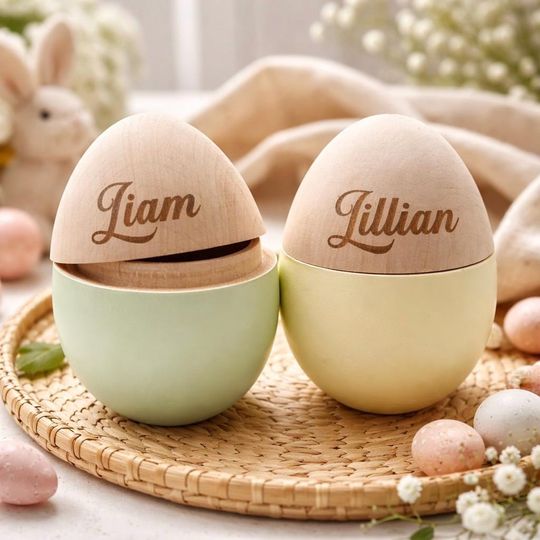 Fillable Easter Wooden Egg - Easter Gifts for Kids, Baby Keepsake