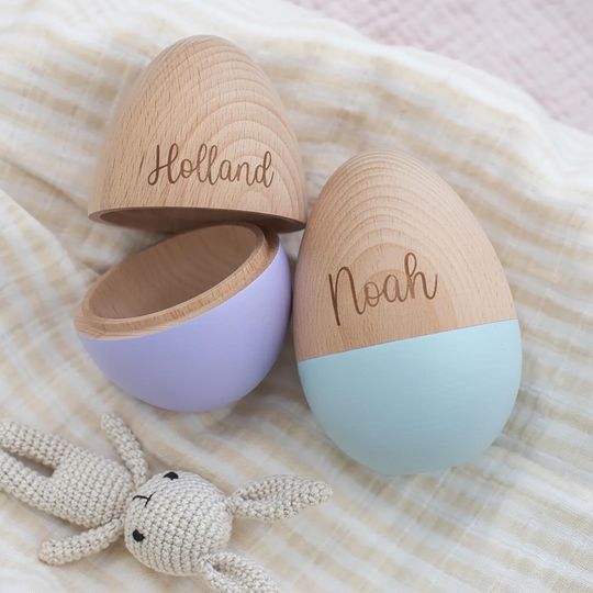 Discover Personalised Fillable Large Wooden Speckled Easter Egg  Hollow Egg