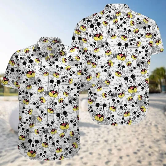 Discover Mickey Mouse Sketch Hawaiian Shirt, Mickey Mouse Summer Beach  Cute Unisex Style