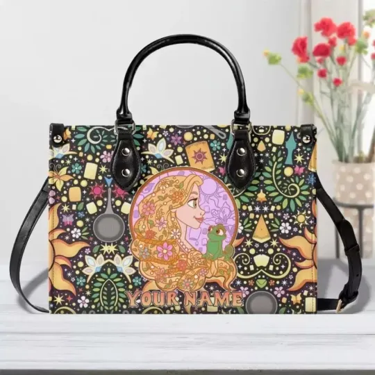 Discover Personalized Rapunzel Tangled Leather Handbag, Rapunzel, Gift For Cartoon Lovers