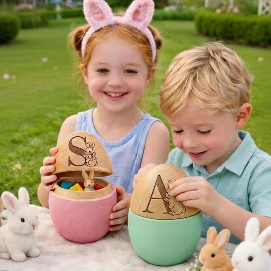 Personalized Name Wooden Easter Egg, Fillable Hollow Keepsake for Kids, Personalized 1st Easter Basket Stuffer, Toddler Easter Gift 2026