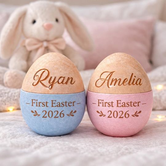 Personalized Fillable Wooden Easter Egg, Play Kitchen Eggs, Baby First Easter, First Easter Gift, Grandson Baby Gift