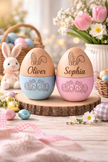 Custom Name Wooden Easter Egg, Toy Eggs, Fillable Egg, Kids Easter Gifts, Baby 1st Easter Gift