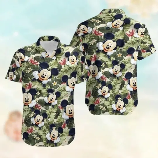 Discover Mickey Mouse Floral Button Shirt, Mickey Hawaiian Shirt  Cute Unisex Style