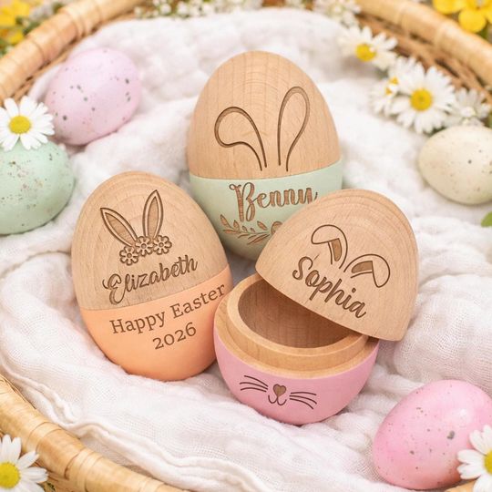 Discover Name Wooden Easter Egg, Personalized  Fillable Hollow Keepsake for Kids, Personalized 1st Easter Basket Stuffer, Toddler Easter Gift 2026