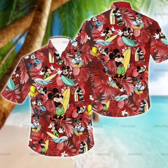 Discover Mickey Surfing Hawaiian Shirt, Mickey Aloha Shirt, Disney Hawaiian Shirt