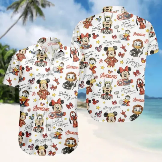 Discover Mickey Hero Summer Button Shirt, Mickey Mouse Shirt  Hawaii Shirts Unisex Style