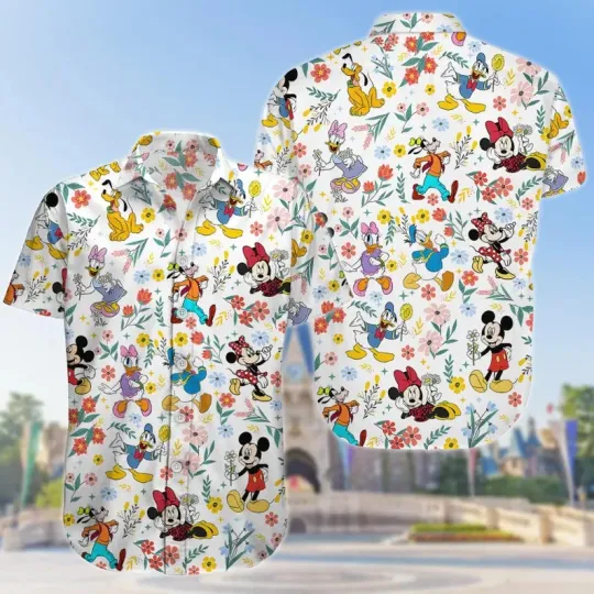 Discover Disney Mickey Minnie Donald Daisy Goofy Button Shirt, Unisex Style Shirt Cute
