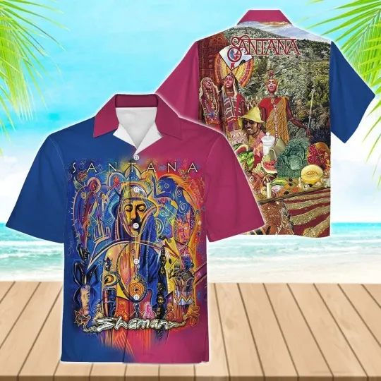 Discover Santana Rock Button Down S 5XL Size Aniversary Hawaiian Shirt Gift For Him