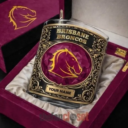 Brisbane Broncos New Luxury Personalized Whiskey Glass