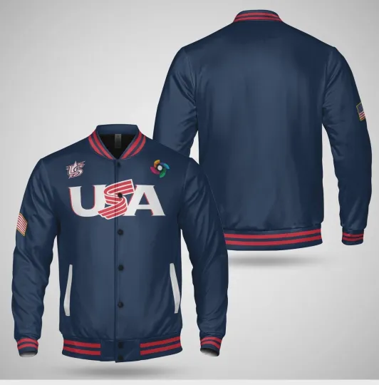 Discover USA Baseball Navy 2026 World Baseball Classic Jacket Shirt - Fullsize Navy Color