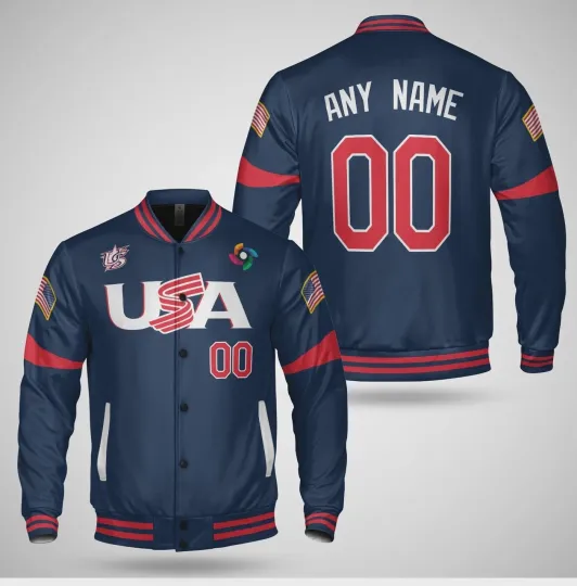 Personalized USA Baseball 2026 World Baseball Classic Jacket Navy Color