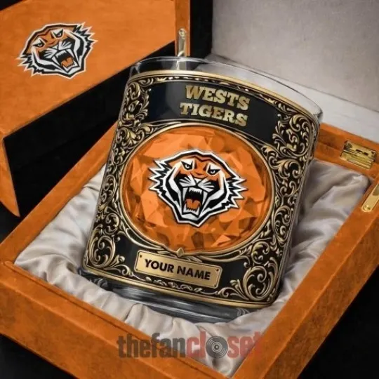 Discover Wests Tigers New Luxury Personalized Whiskey Glass
