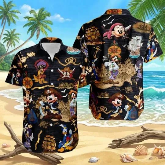 Discover Disney Pirate Mickey Friends Hawaiian Shirt, Disney Pirate Hawaiian Unisex Style