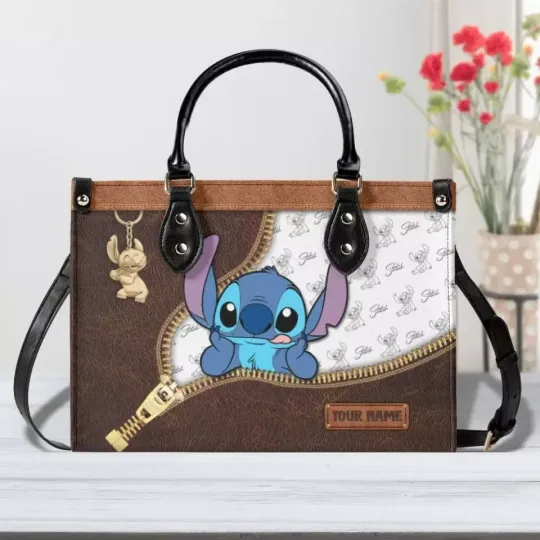 Discover Personalize Stitch Disney Leather Handbag, Cute Tote Bag for Women & Girls