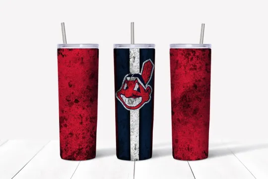 Discover Cleveland Indians Grunge 20oz Tumbler with Lid and Straw