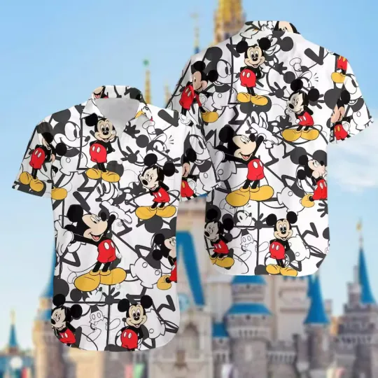 Discover Mickey Mouse Hawaiian Shirt, Disney Mouse Button Shirt, Disneyland Summer
