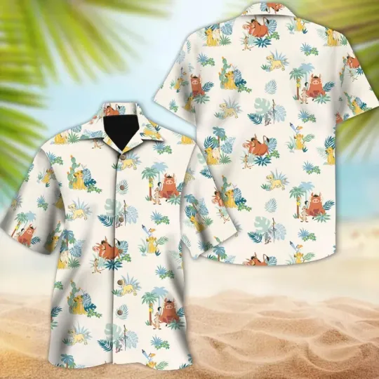 Discover Disney The Lion King Hawaiian Shirt, Simba, Nala, Pumbaa Animal Kingdom Safari
