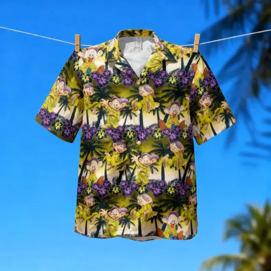 Discover Disney Seven Dwarf Hawaiian Shirt, Disneyland Dwarf Button #2