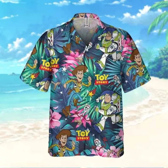 Discover Disney Toy Story Summer Hawaii Disney Aloha 3D Shirt, Hawaiian Button Shirt