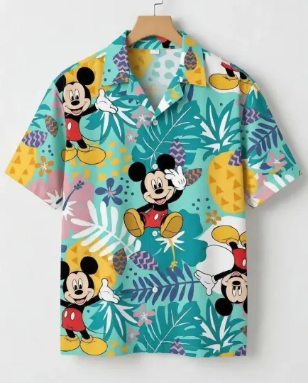 Discover Disney Stitch Palm Tree Hawaiian Shirt, Disney Summer Beach Button Up Shirt