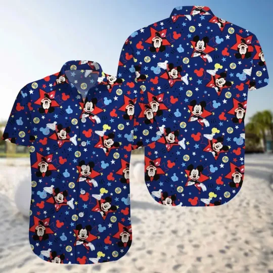 Discover Disney Mickey Mouse Star Button Shirt, Disney Summer Cruise 2026