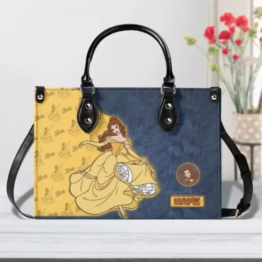 Personalized Belle Princess Beauty and the Beast Leather Handbag Lovers Gift