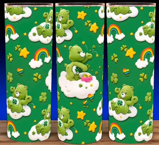 Discover 80s Bears Good Luck Bear Green RainbowCup Mug Tumbler 20oz