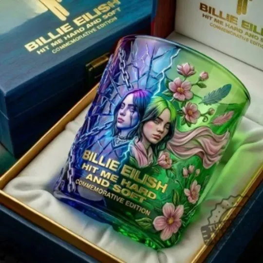 Discover [No box] Billie Eilish Hit Me Hard And Soft Blue Whiskey Glass