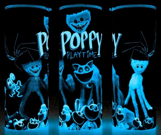Discover Glow in the Dark Poppy Playtime Horror Cup Mug Tumbler 20oz with lid and straw
