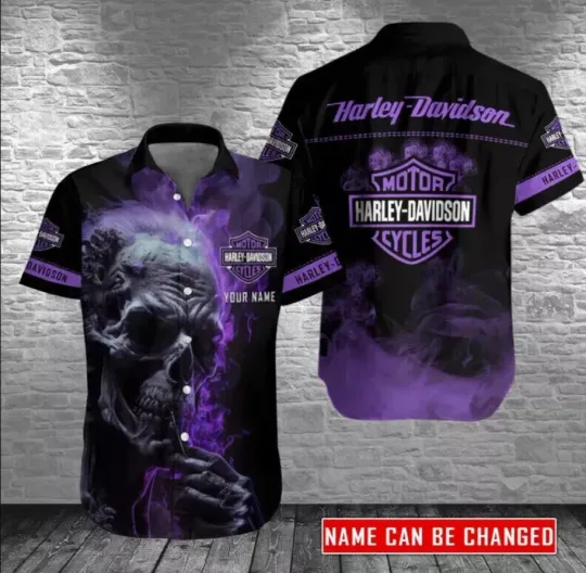 Discover Personalized Harley Motor Racing Davidson Casual Button Down Shirt Unisex Adults