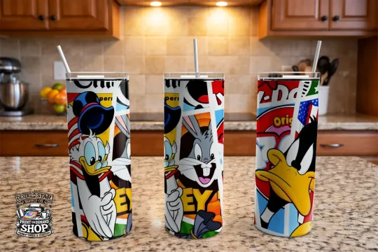 Discover Bugs Bunny Daffy Duck Cartoon 20oz Skinny Tumbler Looney Tunes Style Stainless