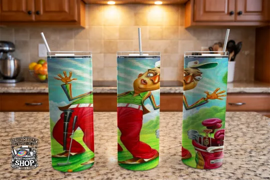 Discover Funny Golfer Cartoon 20oz Skinny Tumbler – Golf Humor Drink Cup – Golfer Gift
