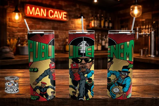 Discover 20oz Skinny Tumbler Public Enemy Inspired Hip Hop Art Stainless Steel Travel Mug