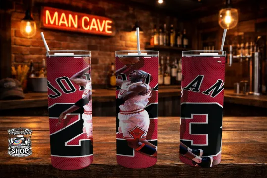 Michael Jordan Chicago Bulls 20oz Skinny Tumbler with Lid and Straw
