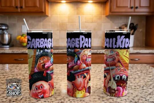 Discover 20oz Retro Gross-Out Cartoon Tumbler 80s Style Novelty Horror Humor Cup w Lid