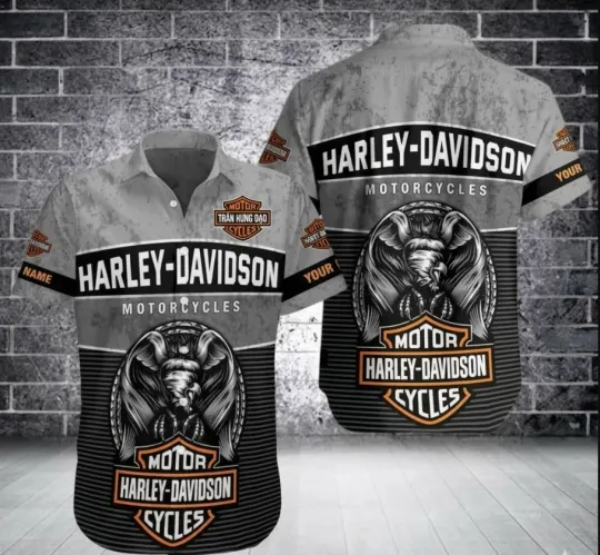 Discover Personalized Harley Motor Racing Davidson Casual Button Down Shirt Unisex Adults