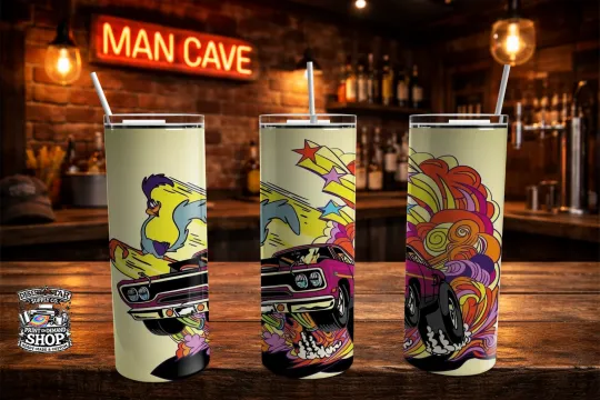 Discover Psychedelic Muscle Car 20oz Skinny Tumbler Retro Pop Art Car Stainless Steel Cup
