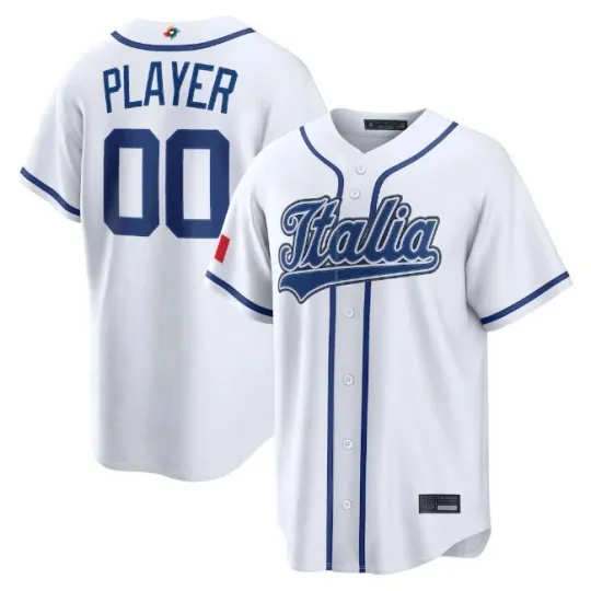 Discover Customized Man's Italy Baseball White 2026 World Baseball Classic  Jersey