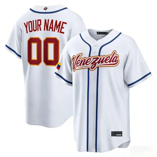 Discover Customized Man's Venezuela Baseball White 2026 World Baseball Classic  Jersey
