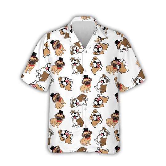 Discover Bulldog Hawaiian Shirt, Cute Bulldog Aloha Shirt, Funny Cartoon Dog Button Down, Summer Beach Pet Lover Gift