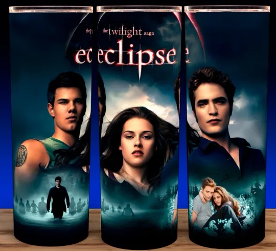 Discover Twilight Eclipse Tumbler with Lid and Straw 20oz - Bella, Edward, Jacob Cup Mug