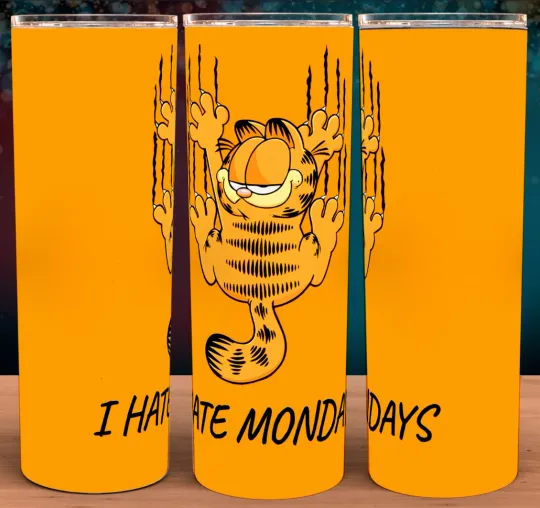 Discover Garfield I Hate Mondays Tumbler 20oz with Lid and Straw