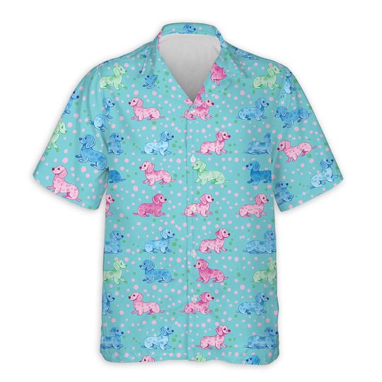 Discover Dachshund Hawaiian Shirt, Dog Lover Beach Shirt, Summer Tropical Button-Up, Unisex Hawaii Shirt