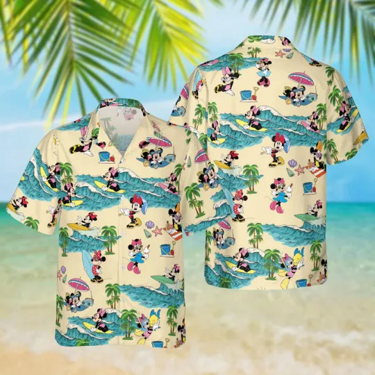 Discover Disney Minnie Mouse Surfing Hawaiian Shirt, Disney Vacation Beach Outfit